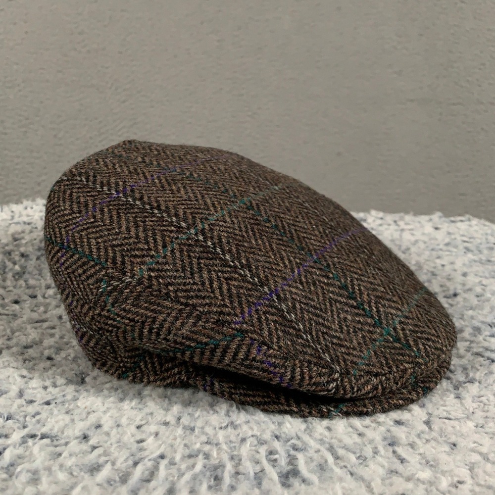 Brooks Brothers Herringbone Flat Cap Men's Medium M Brown Wool Made in Italy Hat